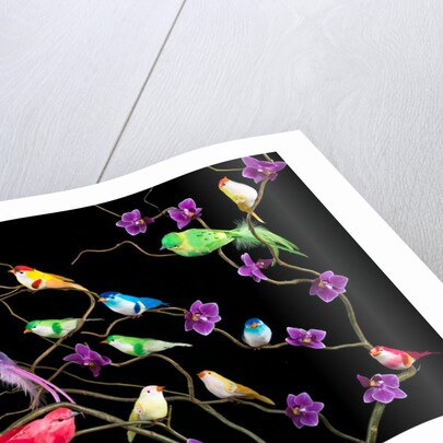 Fake birds on branches by Assaf Frank